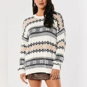Hollister Scandinavian or Fair Isles style Crew Sweater Small oversized
